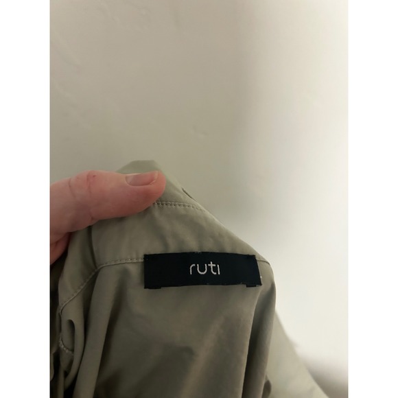 Ruti poplin Khaki Smocked Waist Midi Shirt Dress Size XL 100% Cotton - Picture 7 of 7